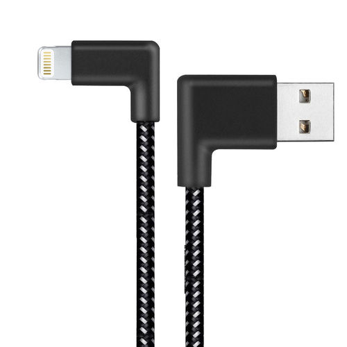 Double Right Angle (90 Degree) USB Lightning Charging Cable (20cm) for iPhone / iPad